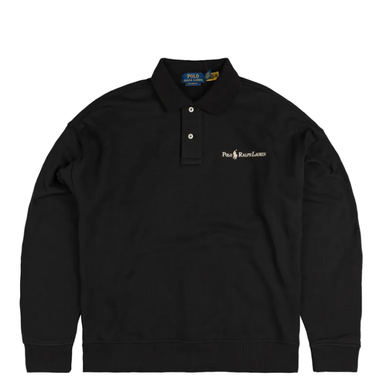 Crewnecks*Polo Ralph Lauren Relaxed Fit Logo Collared Sweatshirt Polo Black