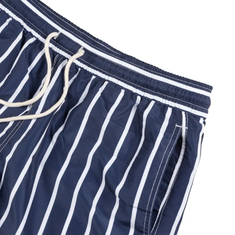 Shorts*Polo Ralph Lauren Traveler Slim Fit Swimming Trunk Blue Vertical Wide Stripe)