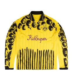 T-Shirts*Puma x KidSuper Studios Borussia Dortmund Longsleeve Retro Shirt Faster Yellow / Puma Black