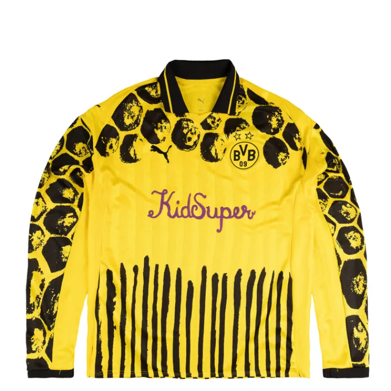 T-Shirts*Puma x KidSuper Studios Borussia Dortmund Longsleeve Retro Shirt Faster Yellow / Puma Black