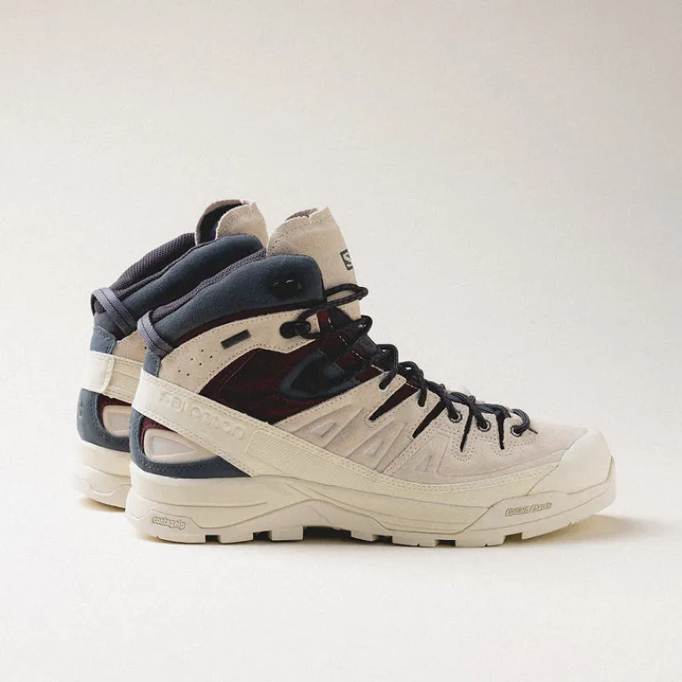 Leder Sneaker|Wasserdichte Sneaker*Salomon X-Alp Mid Leather GTX Almond Milk / Catawba Grape / Turbulence