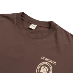 T-Shirts*Sporty & Rich Crest Seal 100th T Shirt Chocolate Cream