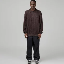 Crewnecks*thisisneverthat SCT-Logo Shaggy Knit Polo Brown