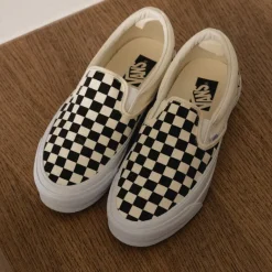 Leder Sneaker|Weiße Sneaker*Vans Premium Slip-On 98 LX Checkerboard / Black / Off White